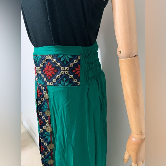 Green Hobo Embroidered Wide Leg Pants WITH OPENING! - Picture 11 of 17